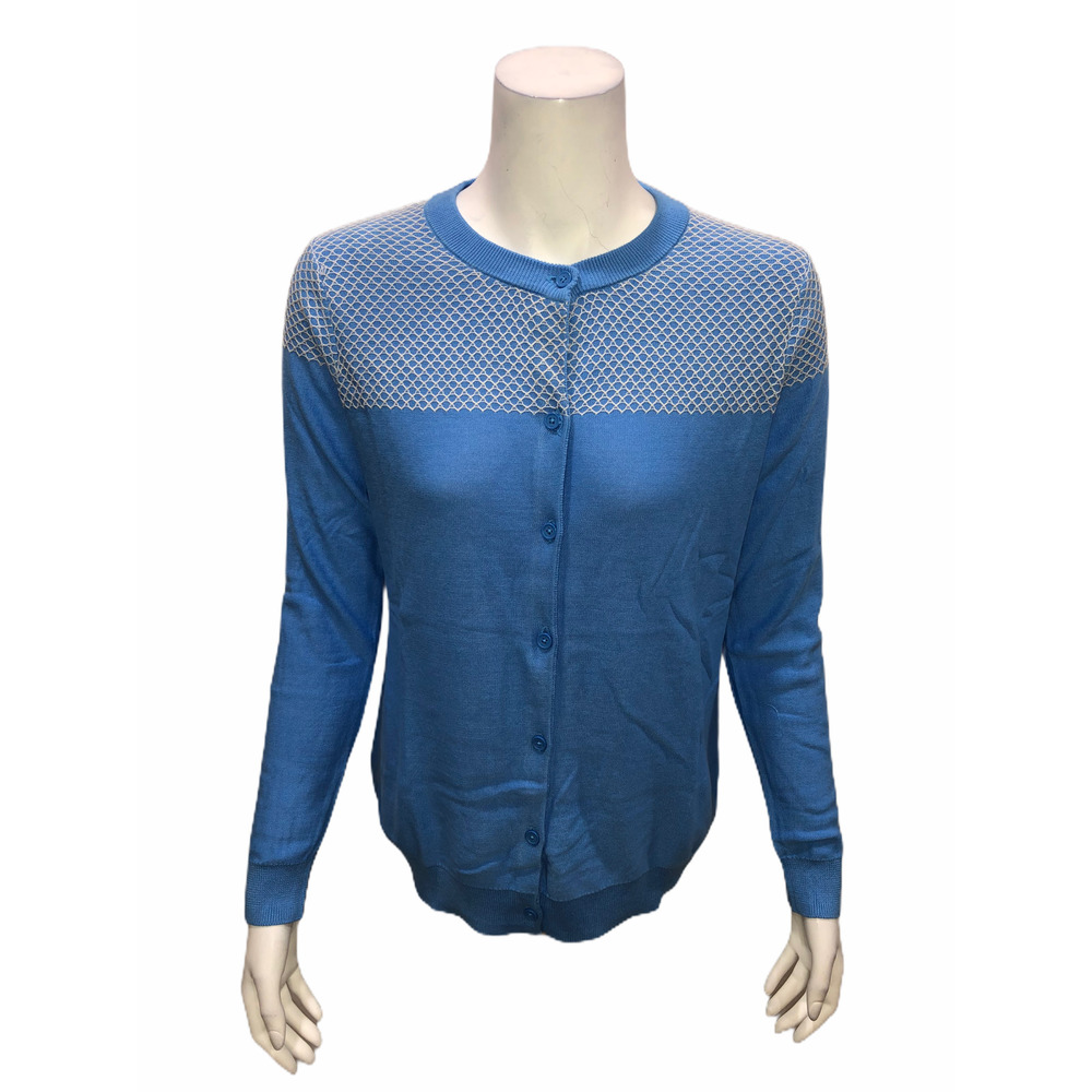 Liz Claiborne New York Honeycomb Stitch Long Sleeve Cardigan Blue X-Small Size